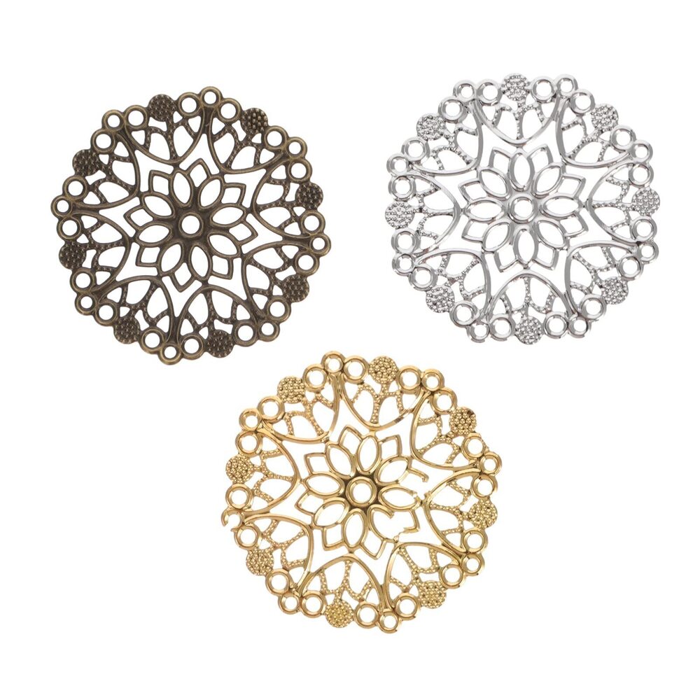 6355 60Pcs Assorted Color Filigree Round Pieces for DIY Jewelry Making
